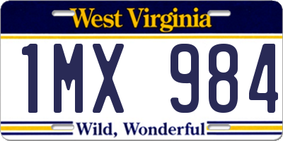 WV license plate 1MX984