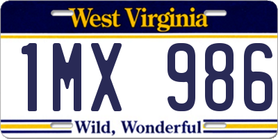 WV license plate 1MX986