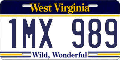 WV license plate 1MX989