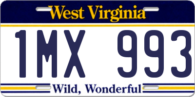 WV license plate 1MX993