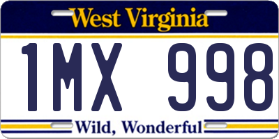 WV license plate 1MX998
