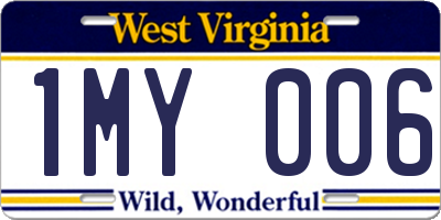 WV license plate 1MY006