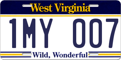 WV license plate 1MY007