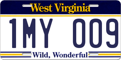 WV license plate 1MY009