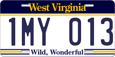 WV license plate 1MY013