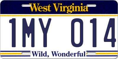 WV license plate 1MY014