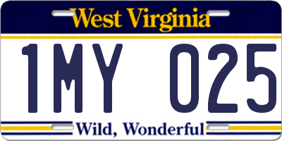 WV license plate 1MY025