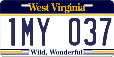 WV license plate 1MY037