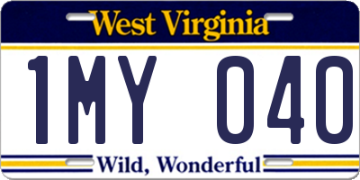 WV license plate 1MY040