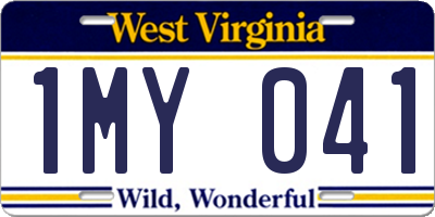 WV license plate 1MY041
