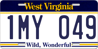 WV license plate 1MY049