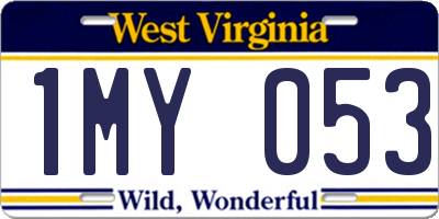 WV license plate 1MY053