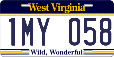 WV license plate 1MY058