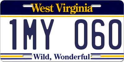WV license plate 1MY060