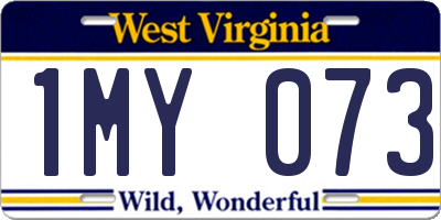WV license plate 1MY073