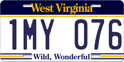 WV license plate 1MY076
