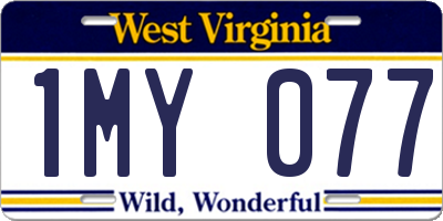 WV license plate 1MY077