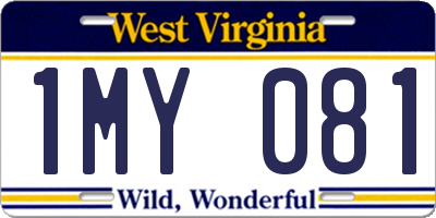 WV license plate 1MY081