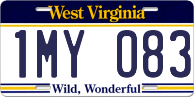 WV license plate 1MY083