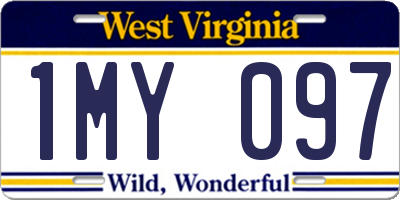 WV license plate 1MY097