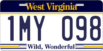 WV license plate 1MY098