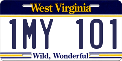 WV license plate 1MY101