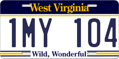 WV license plate 1MY104