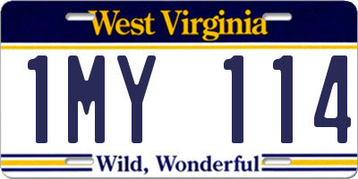 WV license plate 1MY114