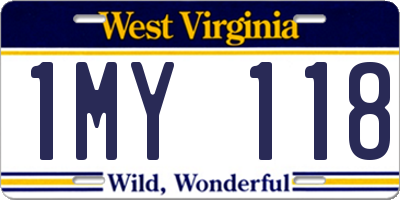 WV license plate 1MY118