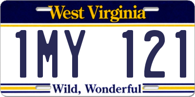 WV license plate 1MY121