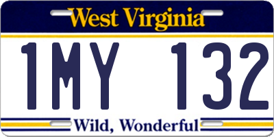 WV license plate 1MY132