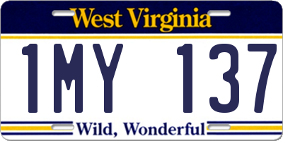 WV license plate 1MY137