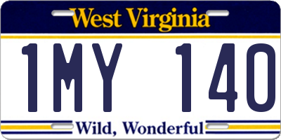 WV license plate 1MY140