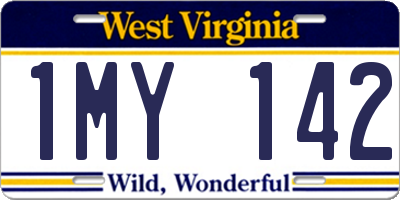 WV license plate 1MY142