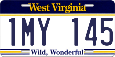 WV license plate 1MY145