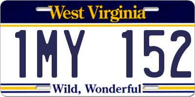 WV license plate 1MY152
