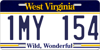 WV license plate 1MY154