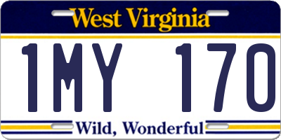 WV license plate 1MY170