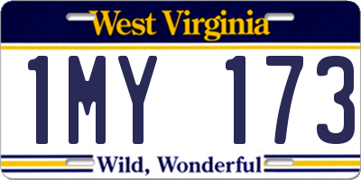 WV license plate 1MY173