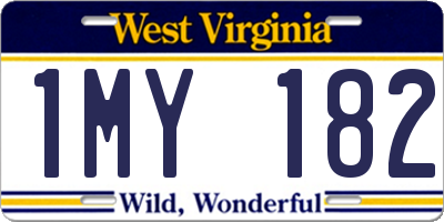 WV license plate 1MY182