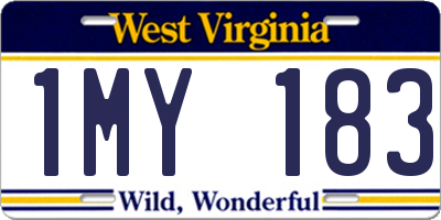 WV license plate 1MY183