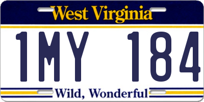 WV license plate 1MY184