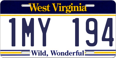 WV license plate 1MY194