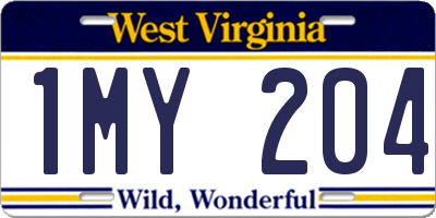 WV license plate 1MY204