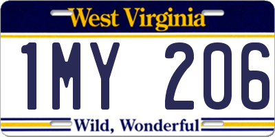 WV license plate 1MY206