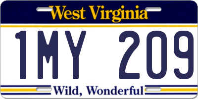 WV license plate 1MY209