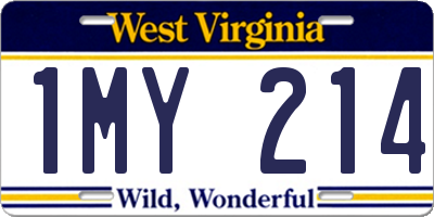 WV license plate 1MY214