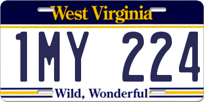 WV license plate 1MY224