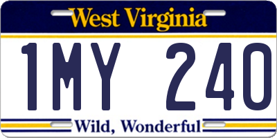 WV license plate 1MY240