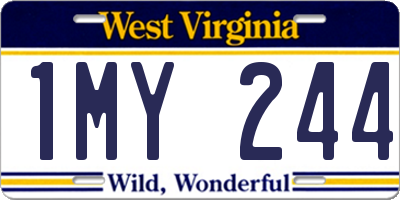 WV license plate 1MY244